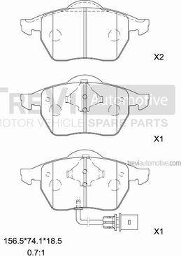 Trevi Automotive PF1133 - Əyləc altlığı dəsti, əyləc diski furqanavto.az