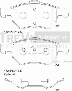 Trevi Automotive PF1123 - Əyləc altlığı dəsti, əyləc diski furqanavto.az