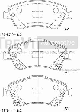 Trevi Automotive PF1368 - Əyləc altlığı dəsti, əyləc diski furqanavto.az