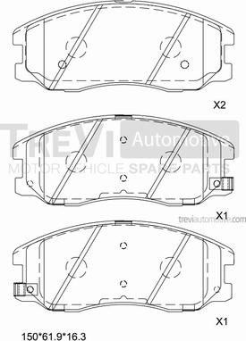 Trevi Automotive PF1315 - Əyləc altlığı dəsti, əyləc diski furqanavto.az