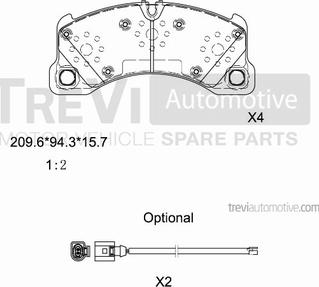 Trevi Automotive PF1380 - Əyləc altlığı dəsti, əyləc diski furqanavto.az