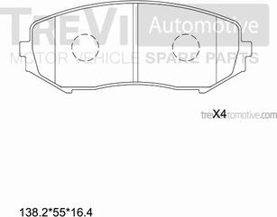 Trevi Automotive PF1378 - Əyləc altlığı dəsti, əyləc diski furqanavto.az