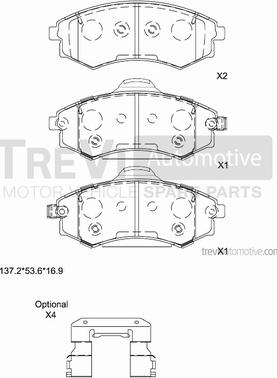 Trevi Automotive PF1247 - Əyləc altlığı dəsti, əyləc diski furqanavto.az