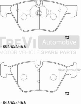 Trevi Automotive PF1256 - Əyləc altlığı dəsti, əyləc diski furqanavto.az