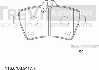 Trevi Automotive PF1250 - Əyləc altlığı dəsti, əyləc diski furqanavto.az