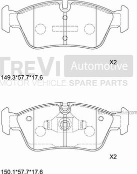 Trevi Automotive PF1252 - Əyləc altlığı dəsti, əyləc diski furqanavto.az