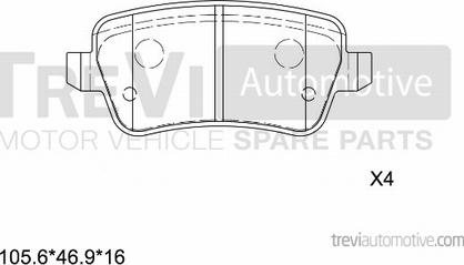 Trevi Automotive PF1265 - Əyləc altlığı dəsti, əyləc diski furqanavto.az