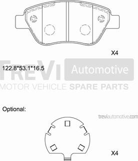 Trevi Automotive PF1218 - Əyləc altlığı dəsti, əyləc diski furqanavto.az