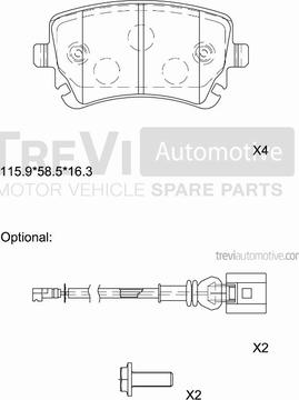 Trevi Automotive PF1213 - Əyləc altlığı dəsti, əyləc diski furqanavto.az