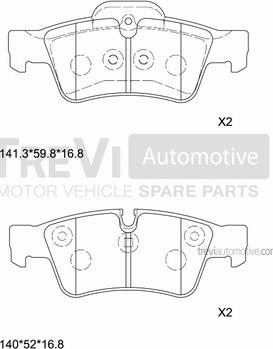 Trevi Automotive PF1276 - Əyləc altlığı dəsti, əyləc diski furqanavto.az