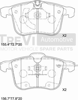 Trevi Automotive PF1278 - Əyləc altlığı dəsti, əyləc diski furqanavto.az