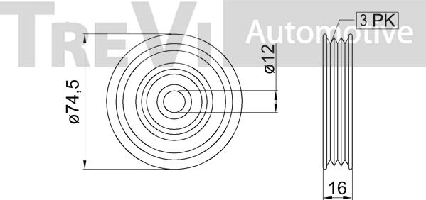 Trevi Automotive TA2145 - Yönləndirmə / Bələdçi Kasnağı, v-yivli kəmər furqanavto.az