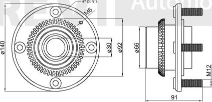 Trevi Automotive WB1498 - Təkər qovşağı, podşipnik dəsti furqanavto.az