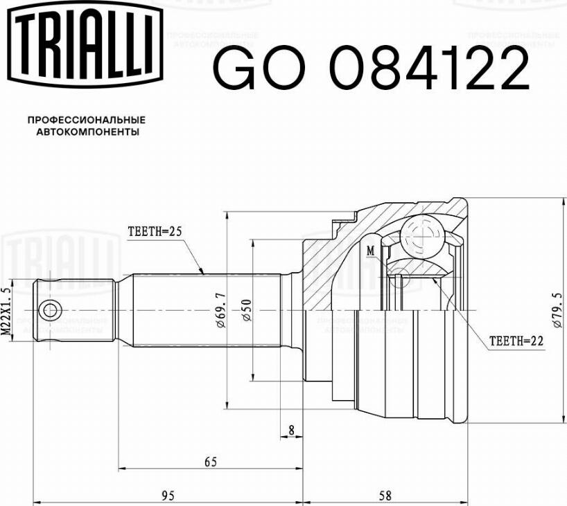 Trialli GO 084122 - Birləşmə dəsti, ötürücü val furqanavto.az