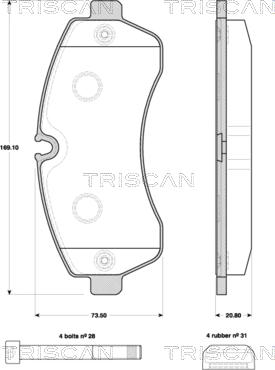 Triscan 8110 10560 - Əyləc altlığı dəsti, əyləc diski furqanavto.az