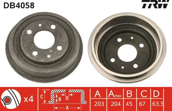 TRW DB4058 - Əyləc barabanı furqanavto.az