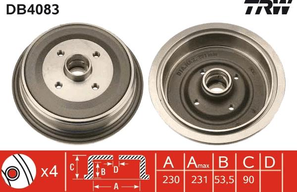 TRW DB4083 - Əyləc barabanı furqanavto.az