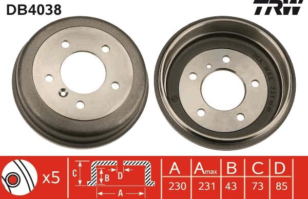 TRW DB4038 - Əyləc barabanı furqanavto.az