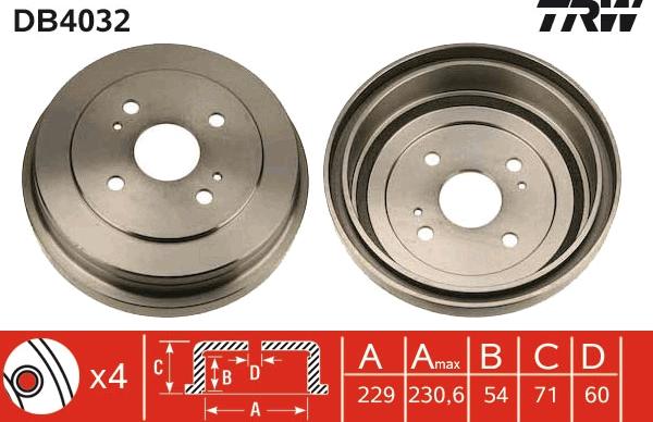 TRW DB4032 - Əyləc barabanı furqanavto.az