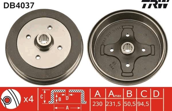 TRW DB4037 - Əyləc barabanı furqanavto.az