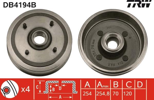 TRW DB4194B - Əyləc barabanı furqanavto.az