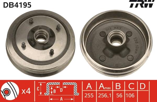 TRW DB4195 - Əyləc barabanı furqanavto.az