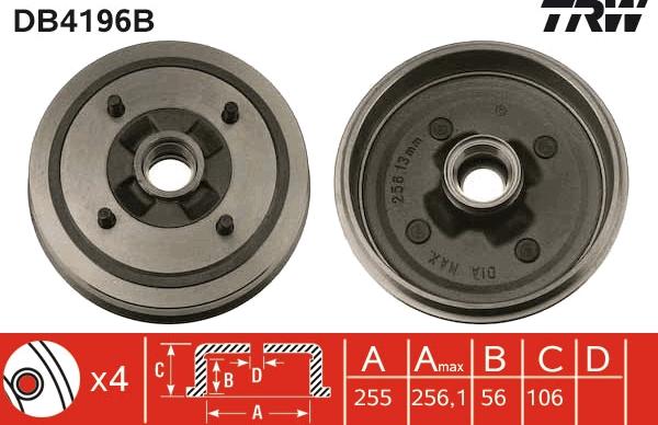 TRW DB4196B - Əyləc barabanı furqanavto.az