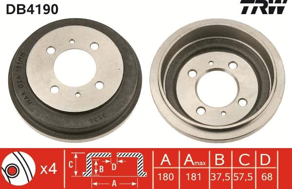 TRW DB4190 - Əyləc barabanı furqanavto.az