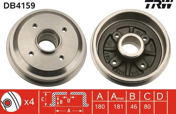 TRW DB4159 - Əyləc barabanı furqanavto.az