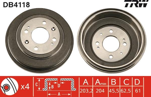 TRW DB4118 - Əyləc barabanı furqanavto.az