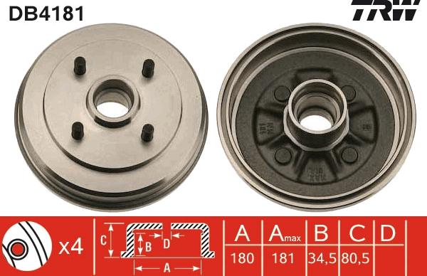 TRW DB4181 - Əyləc barabanı furqanavto.az