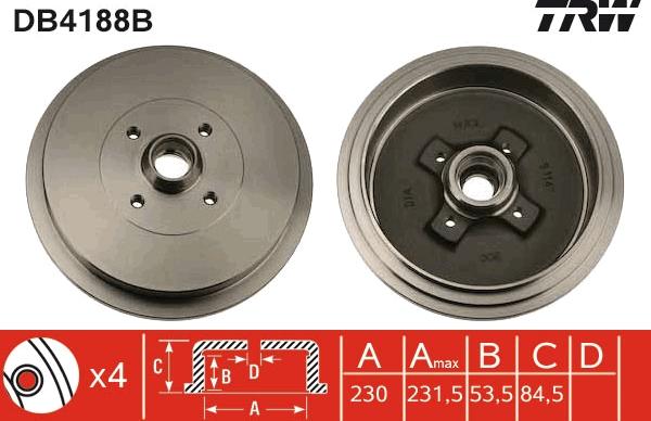 TRW DB4188B - Əyləc barabanı furqanavto.az