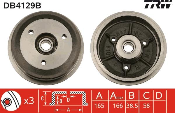 TRW DB4129B - Əyləc barabanı furqanavto.az