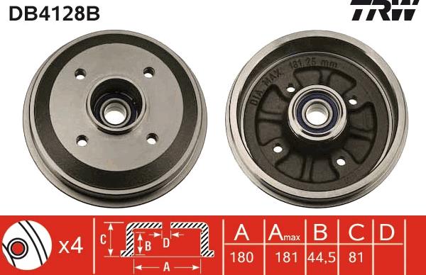 TRW DB4128B - Əyləc barabanı furqanavto.az