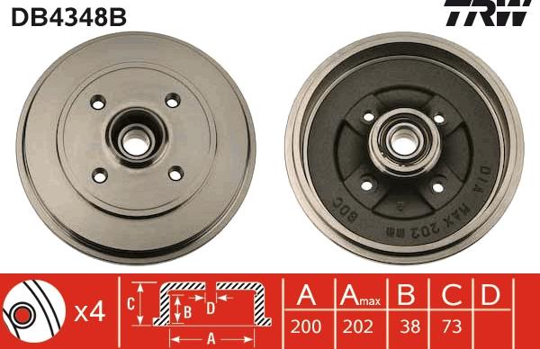 TRW DB4348B - Əyləc barabanı furqanavto.az