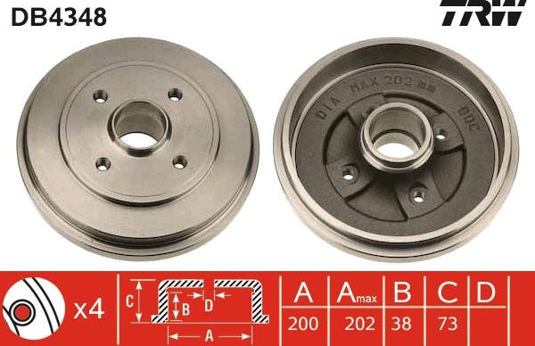 TRW DB4348 - Əyləc barabanı furqanavto.az