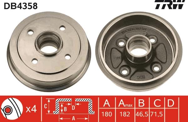 TRW DB4358 - Əyləc barabanı furqanavto.az