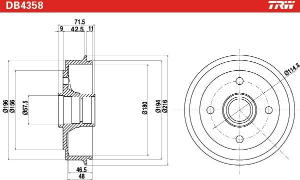 TRW DB4358 - Əyləc barabanı furqanavto.az