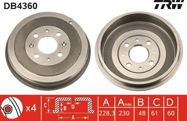 TRW DB4360 - Əyləc barabanı furqanavto.az