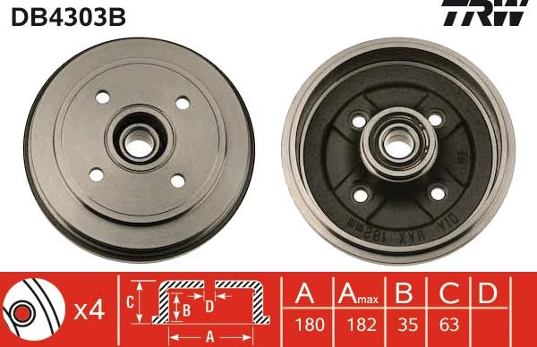 TRW DB4303B - Əyləc barabanı furqanavto.az