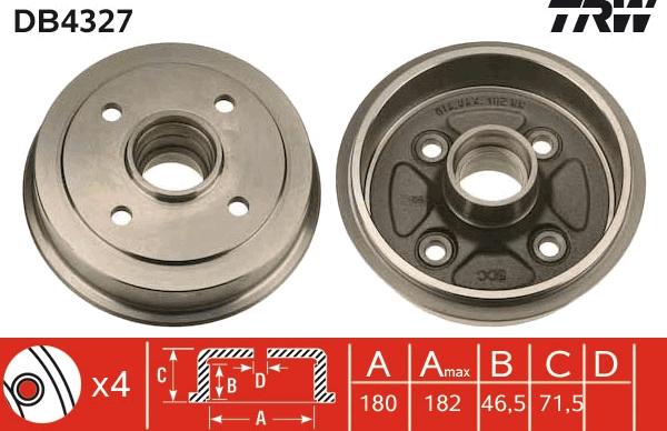 TRW DB4327 - Əyləc barabanı furqanavto.az