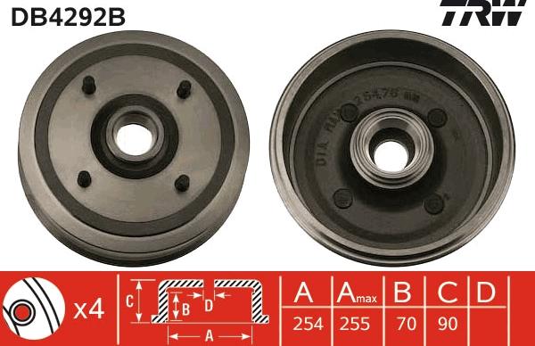 TRW DB4292B - Əyləc barabanı furqanavto.az