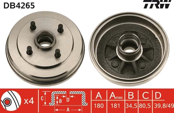 TRW DB4265 - Əyləc barabanı furqanavto.az