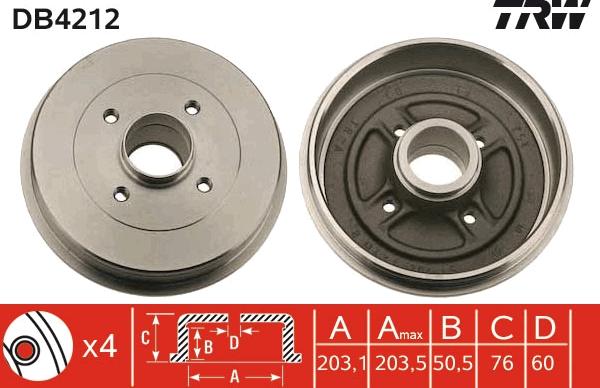 TRW DB4212 - Əyləc barabanı furqanavto.az