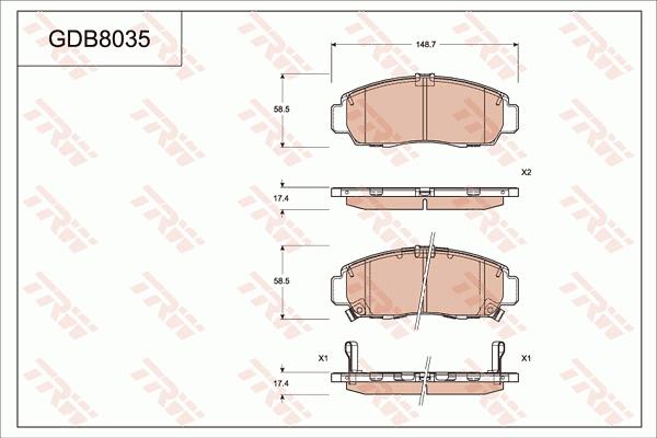 TRW GDB8035 - Əyləc altlığı dəsti, əyləc diski furqanavto.az