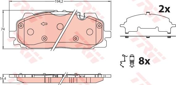 TRW GDB2190 - Əyləc altlığı dəsti, əyləc diski furqanavto.az