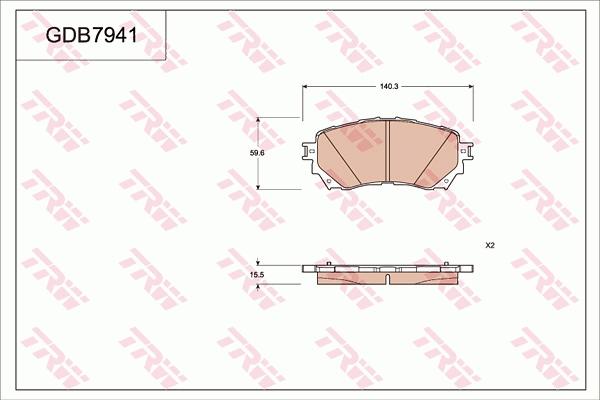 TRW GDB7941DT - Əyləc altlığı dəsti, əyləc diski furqanavto.az