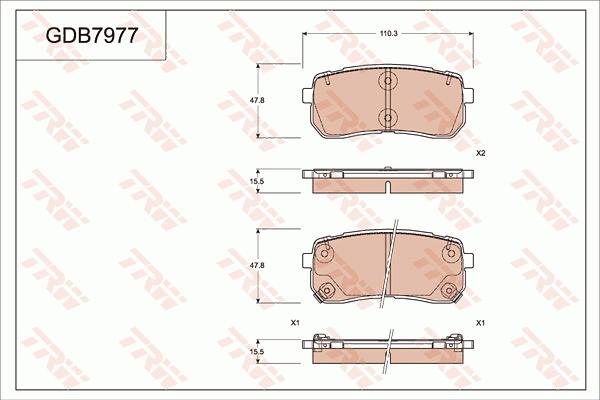 TRW GDB7977 - Əyləc altlığı dəsti, əyləc diski furqanavto.az