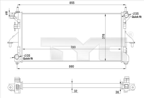 TYC 709-0028-R - Radiator, mühərrikin soyudulması furqanavto.az