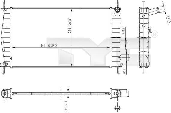 TYC 710-0025 - Radiator, mühərrikin soyudulması furqanavto.az